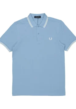 Fred Perry M3600 polo twin tipped shirt, heren polo Sky / Snow White / Snow White