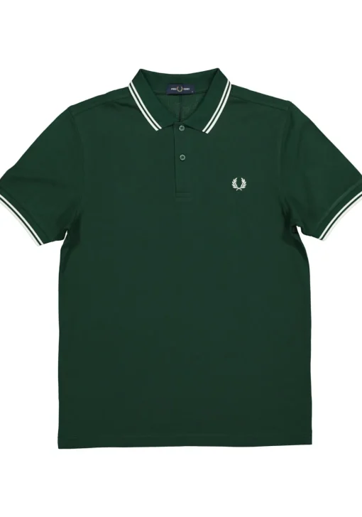 Fred Perry M3600 polo twin tipped shirt, heren polo Ivy / Snow White