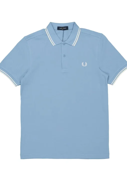 Fred Perry M3600 polo twin tipped shirt, heren polo Sky / Snow White / Snow White