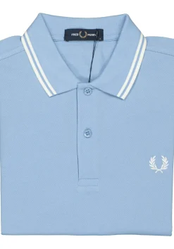 Fred Perry M3600 polo twin tipped shirt, heren polo Sky / Snow White / Snow White