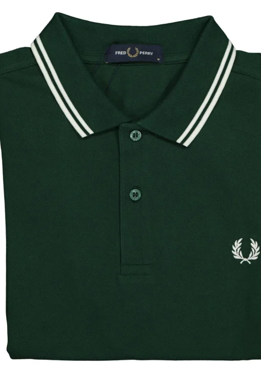 Fred Perry M3600 polo twin tipped shirt, heren polo Ivy / Snow White