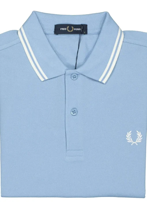 Fred Perry M3600 polo twin tipped shirt, heren polo Sky / Snow White / Snow White