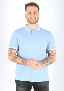 Fred Perry M3600 polo twin tipped shirt, heren polo Sky / Snow White / Snow White