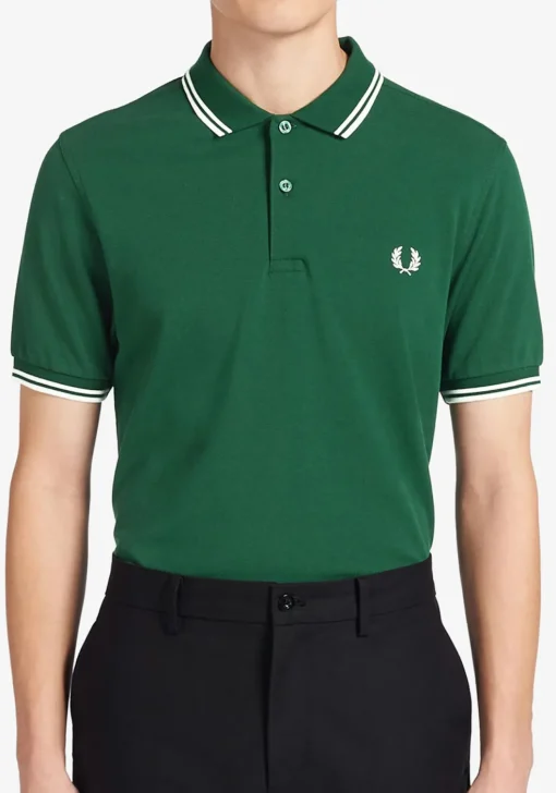 Fred Perry M3600 polo twin tipped shirt, heren polo Ivy / Snow White