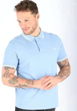 Fred Perry M3600 polo twin tipped shirt, heren polo Sky / Snow White / Snow White