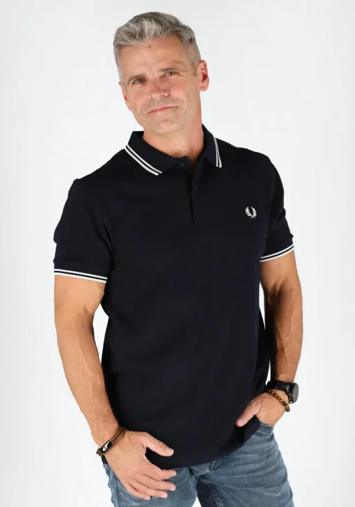 Fred Perry M3600 polo twin tipped shirt, heren polo Navy / White / White