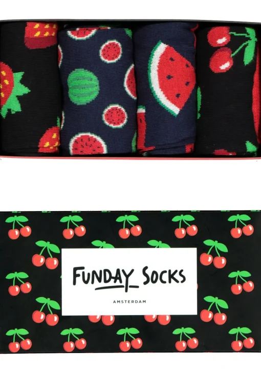 Funday Socks Giftset unisex sokken (4-pack), Fruit in een doosje