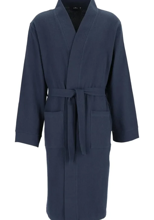 Gotzburg heren badjas pique (middeldik), blauw