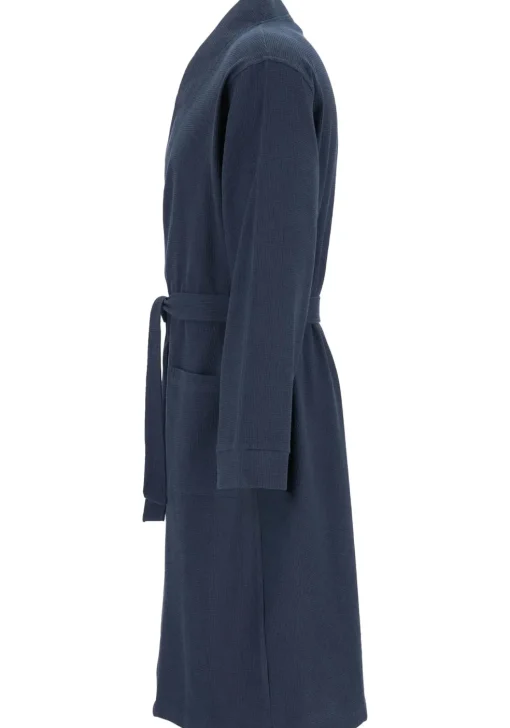 Gotzburg heren badjas pique (middeldik), blauw