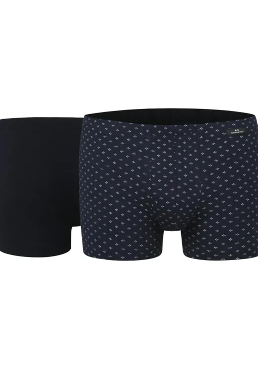 Gotzburg heren boxer normale lengte (2-pack), donkerblauw mini dessin