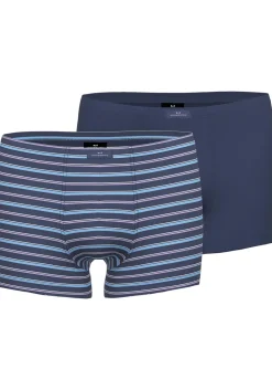 Gotzburg heren boxer normale lengte (2-pack), middenblauw gestreept