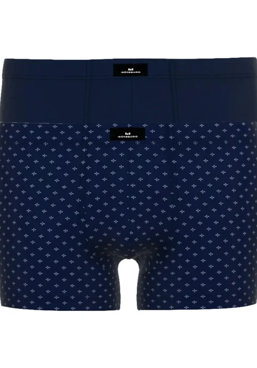 Gotzburg heren boxer normale lengte (2-pack), donkerblauw mini dessin