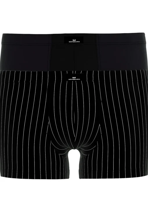 Gotzburg heren boxer normale lengte (2-pack), zwart en zwart-wit gestreept