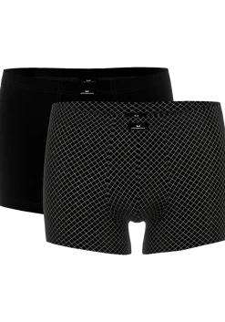 Gotzburg heren boxer normale lengte (2-pack), zwart geruit