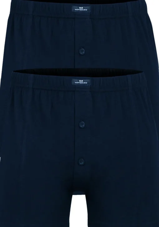 Gotzburg heren boxershorts wijd model met gulp (2-pack), donkerblauw