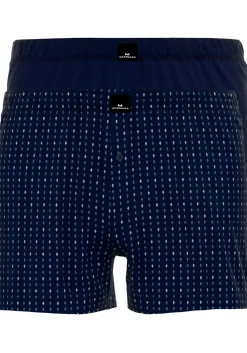 Gotzburg heren boxershorts wijd model met gulp (2-pack), donkerblauw uni en dessin