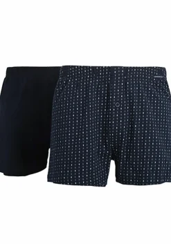 Gotzburg heren boxershorts wijd model met gulp (2-pack), donkerblauw uni en dessin