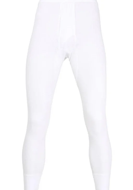 Gotzburg heren lange onderbroek (1-pack), longjohn Doppelripp met gulp, wit