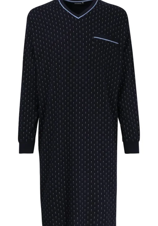 Gotzburg heren nachthemd, blauw met lichtblauw en wit dessin