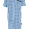 Gotzburg heren nachthemd, V-hals, lichtblauw met blauw en wit dessin