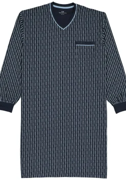 Gotzburg heren nachthemd, blauw met lichtblauw en wit dessin