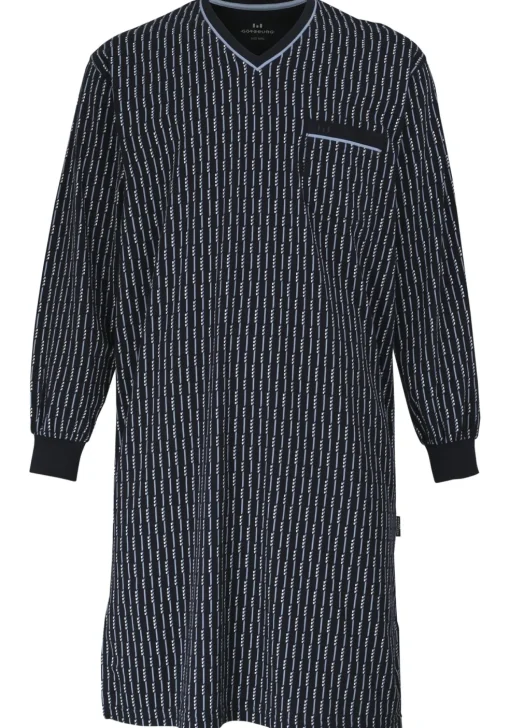 Gotzburg heren nachthemd, blauw met lichtblauw en wit dessin