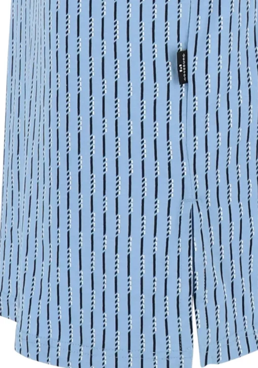 Gotzburg heren nachthemd, V-hals, lichtblauw met blauw en wit dessin