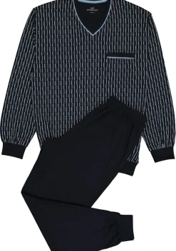 Gotzburg heren pyjama, blauw met lichtblauw en wit dessin