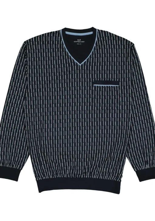 Gotzburg heren pyjama, blauw met lichtblauw en wit dessin