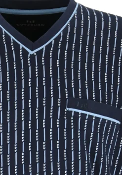 Gotzburg heren pyjama, blauw met lichtblauw en wit dessin