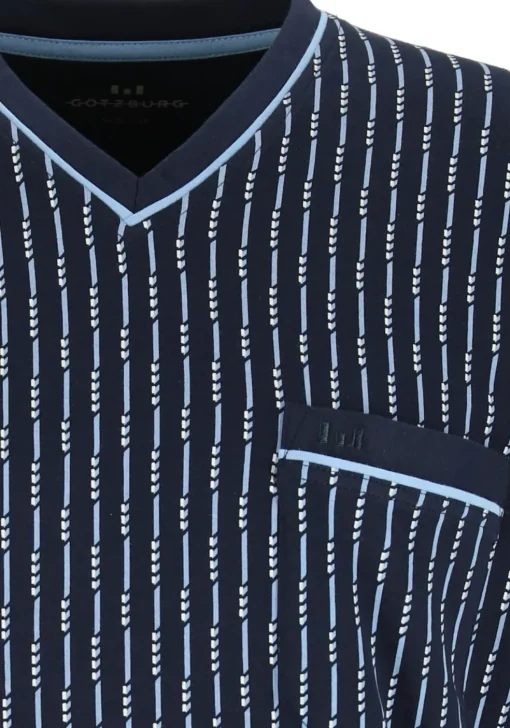 Gotzburg heren pyjama, blauw met lichtblauw en wit dessin