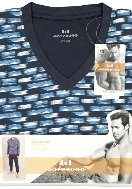 Gotzburg heren pyjama, blauw dessin