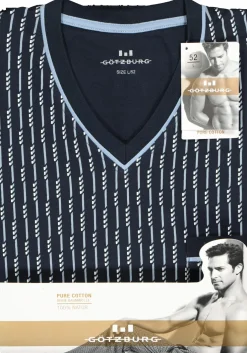 Gotzburg heren pyjama, blauw met lichtblauw en wit dessin