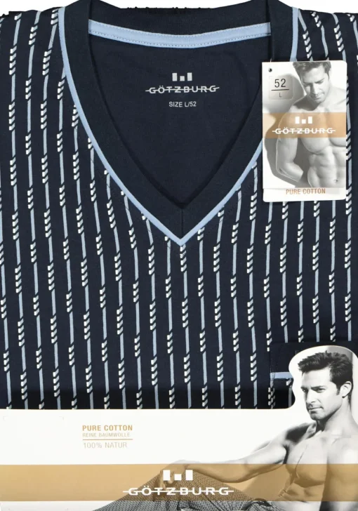 Gotzburg heren pyjama, blauw met lichtblauw en wit dessin