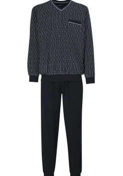 Gotzburg heren pyjama, blauw met lichtblauw en wit dessin