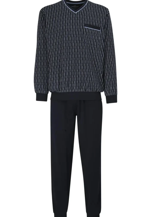 Gotzburg heren pyjama, blauw met lichtblauw en wit dessin