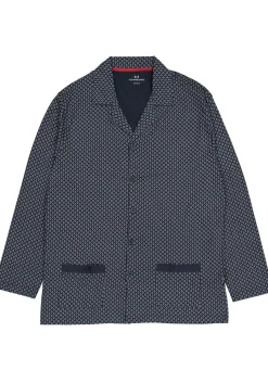 Gotzburg heren pyjama met knoopjes, blauw met rood en wit dessin