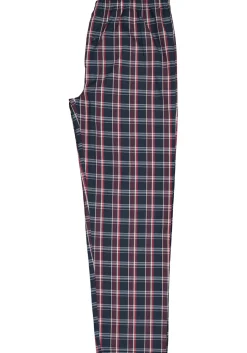 Gotzburg heren pyjama met knopen, geweven heren pyjama niet elastisch, blauw met rood en wit geruit