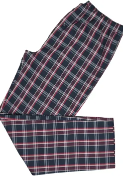 Gotzburg heren pyjama met knopen, geweven heren pyjama niet elastisch, blauw met rood en wit geruit