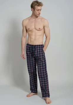 Gotzburg heren pyjama- of loungebroek, donkerblauw geruit