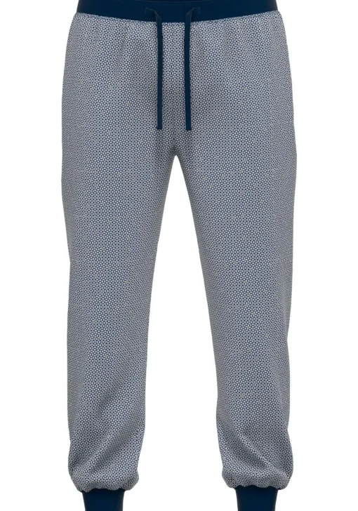 Gotzburg heren pyjama- of loungebroek, middenblauw mini dessin