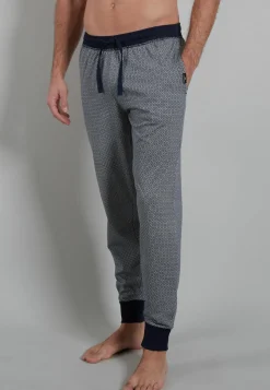 Gotzburg heren pyjama- of loungebroek, middenblauw mini dessin