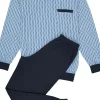 Gotzburg heren pyjama, V-hals, lichtblauw met blauw en wit dessin