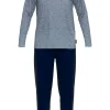 Gotzburg heren pyjama V-hals, middenblauw melange