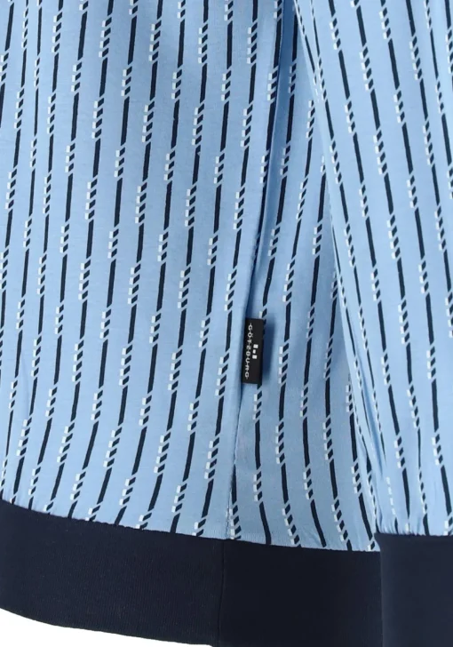 Gotzburg heren pyjama, V-hals, lichtblauw met blauw en wit dessin