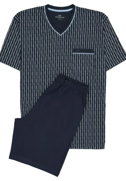 Gotzburg heren shortama, blauw met lichtblauw en wit dessin