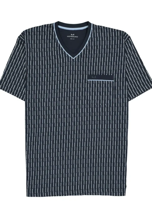 Gotzburg heren shortama, blauw met lichtblauw en wit dessin