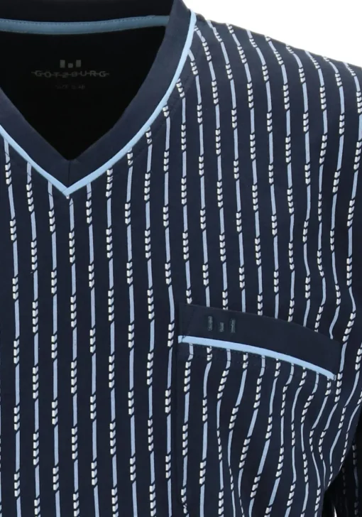 Gotzburg heren shortama, blauw met lichtblauw en wit dessin