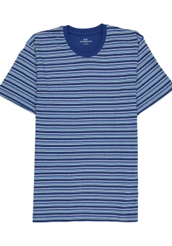Gotzburg heren shortama O-hals, donkerblauw gestreept