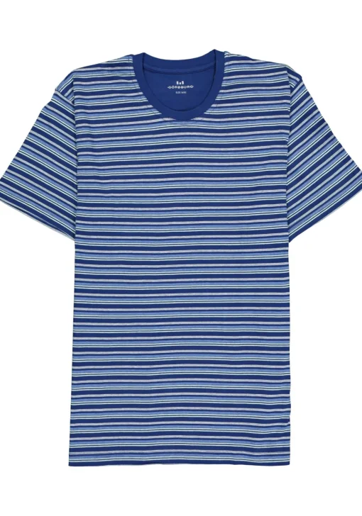 Gotzburg heren shortama O-hals, donkerblauw gestreept